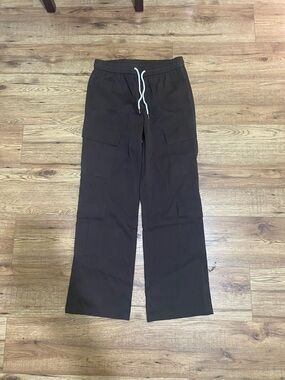 Brown Cargo Drawstring Wide-Leg Pants